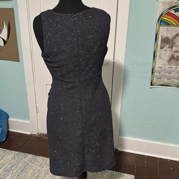 Eliza J Gray Glitter Knit Cocktail Sheath Dress Sparkle Jeweled Collar Size 10 - Picture 4 of 5
